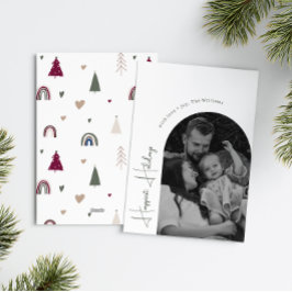 ボホーレインボーハートアーチハッピーホリデイズフォト シーズンカード