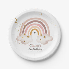 ボホーレインボーパーティーニュートラルアーストーンモダン ペーパープレート