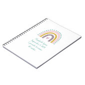 ボホーレインボーピンクティール（緑がかった色）金ゴールドハートベビーギフト ノートブック (左側)