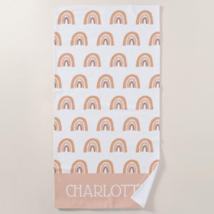 ボホーレインボーピンクパステルパーソナライズされたキッズ ビーチタオル