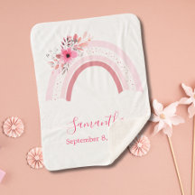 ボホーレインボーピンクフローラシェルパベビーブランケット