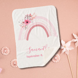 ボホーレインボーピンクフローラシェルパベビーブランケット シェルパブランケット