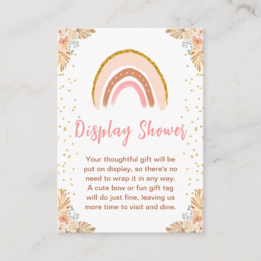ボホーレインボーピンクベビーディスプレイシャワー エンクロージャーカード (正面)