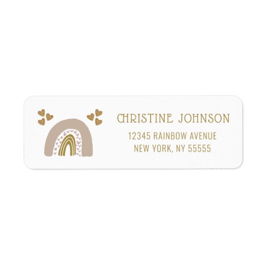 ボホーレインボーピンク金ゴールド差出人住所ラベル ラベル (正面)