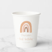 ボホーレインボーファースト誕生日ピンクパステル 紙コップ (裏面)
