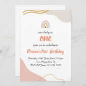 ボホーレインボーファースト誕生日招待状 招待状 (正面/裏面)