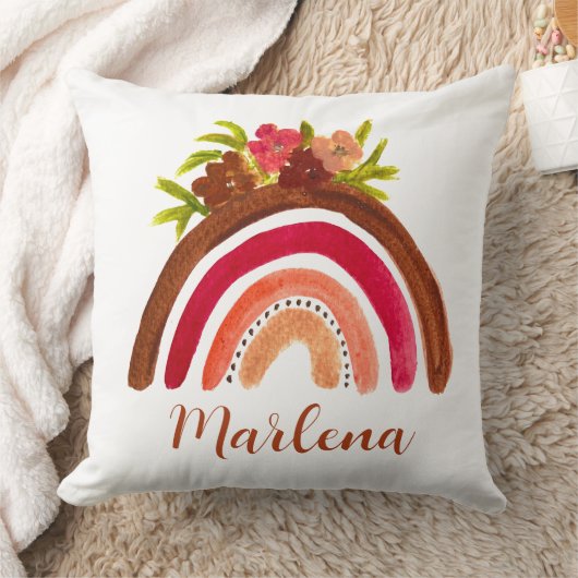 ボホーレインボーフローラボヘミアンナチュラルカラー クッション (ブランケット)