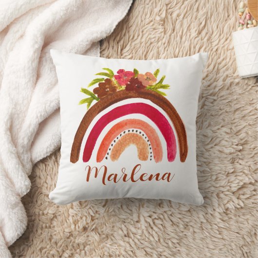 ボホーレインボーフローラボヘミアンナチュラルカラー クッション (ブランケット)