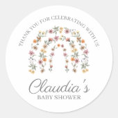 ボホーレインボーフローラワイルドフラワーガールベビーシャワー ラウンドシール (正面)