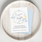 ボホーレインボーブルーおむつラッフル男の赤ちゃんシャワー エンクロージャーカード