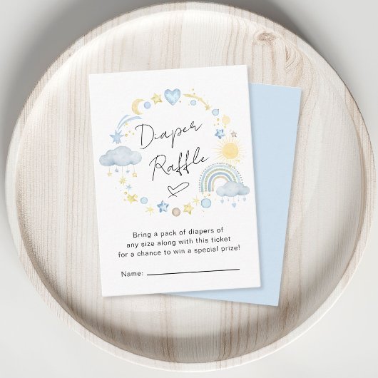 ボホーレインボーブルーおむつラッフル男の赤ちゃんシャワー エンクロージャーカード