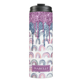 ボホーレインボーブルーピンクグリッタードリップ タンブラー