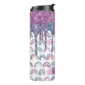 ボホーレインボーブルーピンクグリッタードリップ タンブラー (回転左)