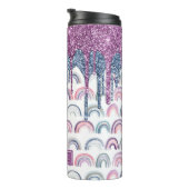 ボホーレインボーブルーピンクグリッタードリップ タンブラー (回転右)
