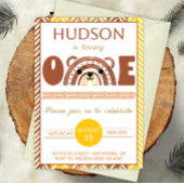 ボホーレインボーベアファースト誕生日招待状 セーブザデート