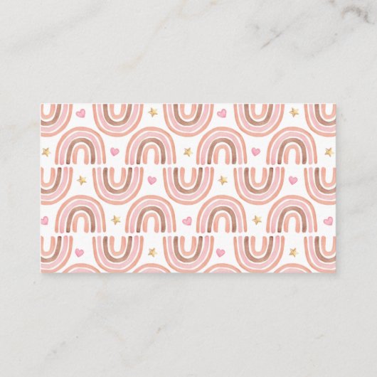 ボホーレインボーベビーシャワーおむつラッフル エンクロージャーカード (裏面)