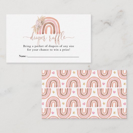 ボホーレインボーベビーシャワーおむつラッフル エンクロージャーカード (正面/裏面)
