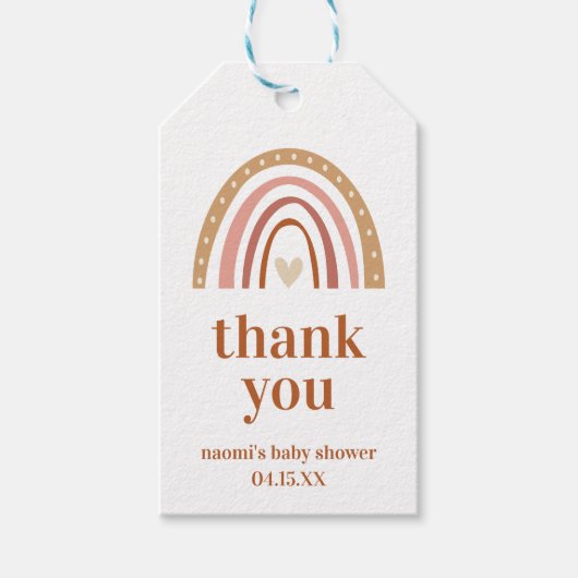 ボホーレインボーベビーシャワーサンキューユユーラベル ギフトタグ (正面)