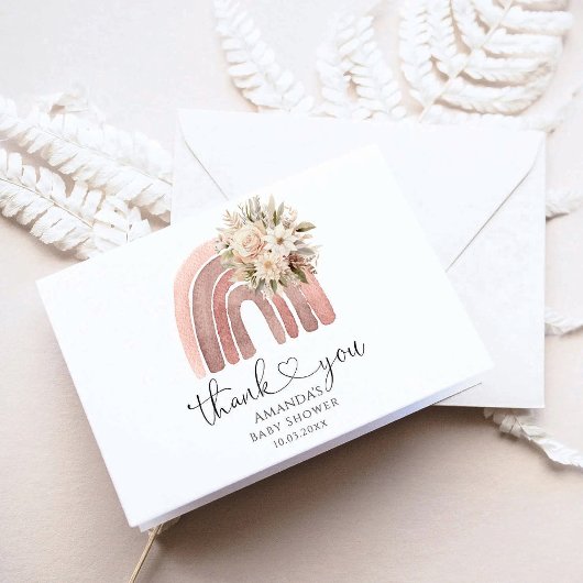 ボホーレインボーベビーシャワーパーティー サンキューカード