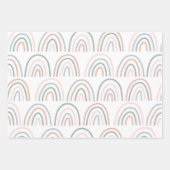 ボホーレインボーベビーシャワーベージュテラコッタグリーン ラッピングペーパーシート (正面)