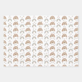 ボホーレインボーベビーシャワーベージュテラコッタグリーンW ラッピングペーパーシート (正面)