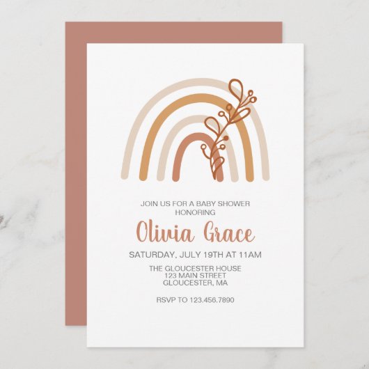 ボホーレインボーベビーシャワー招待状 招待状 (正面/裏面)