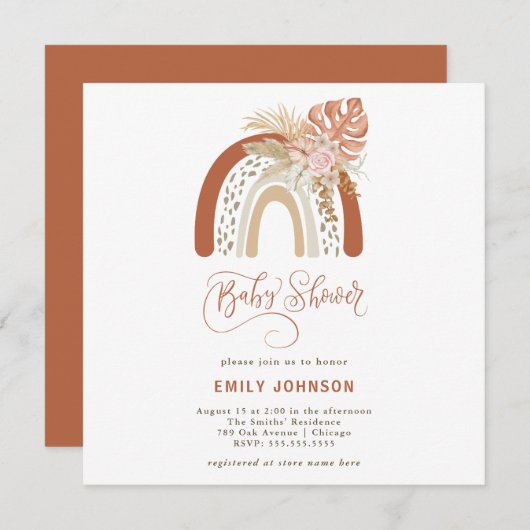 ボホーレインボーベビーシャワー招待状 招待状 (正面/裏面)