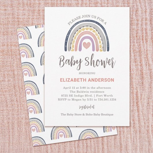 ボホーレインボーベビーシャワー招待状 招待状