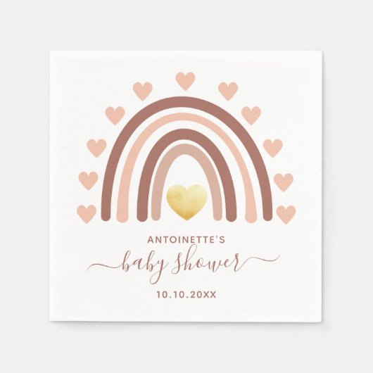 ボホーレインボーベビーシャワー赤面ピンク スタンダードカクテルナプキン (正面)