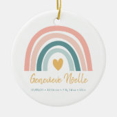 ボホーレインボーベビーパーソナライズされた誕生状態 セラミックオーナメント (正面)