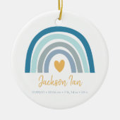 ボホーレインボーベビーパーソナライズされた誕生状態 セラミックオーナメント (正面)