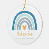 ボホーレインボーベビーパーソナライズされた誕生状態 セラミックオーナメント (左)