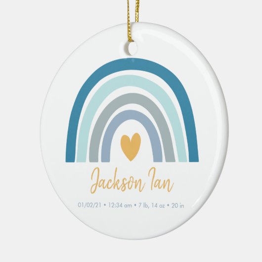 ボホーレインボーベビーパーソナライズされた誕生状態 セラミックオーナメント (左)