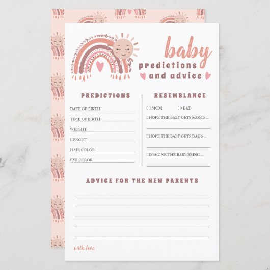 ボホーレインボーベビー予測&アドバイスベビーシャワー (正面/裏面)