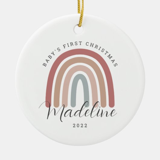 ボホーレインボーベビー初めてのクリスマスオーナメント セラミックオーナメント (正面)