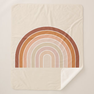 ボホーレインボーベージュテラコッタ シェルパブランケット