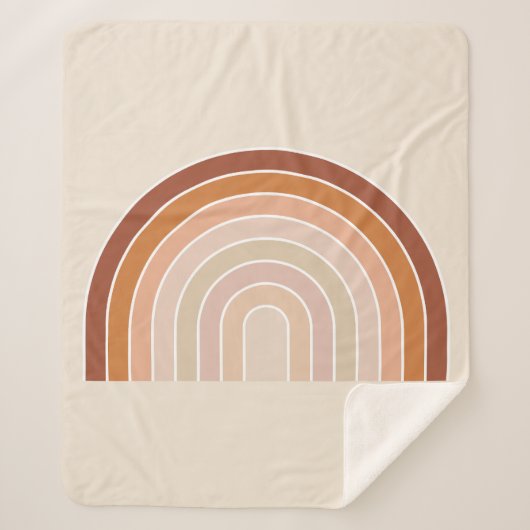 ボホーレインボーベージュテラコッタ シェルパブランケット (正面)
