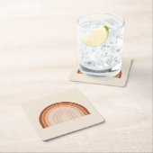 ボホーレインボーベージュテラコッタ スクエアペーパーコースター (インサイチュ)