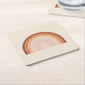 ボホーレインボーベージュテラコッタ スクエアペーパーコースター (アングル)