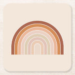 ボホーレインボーベージュテラコッタ スクエアペーパーコースター<br><div class="desc">レインボー – Boho Rainbow -抽象芸術アーチ – ニュートラルベージュ/テラコッタ。</div>