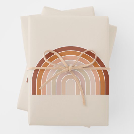 ボホーレインボーベージュテラコッタ ラッピングペーパーシート (インサイチュ)
