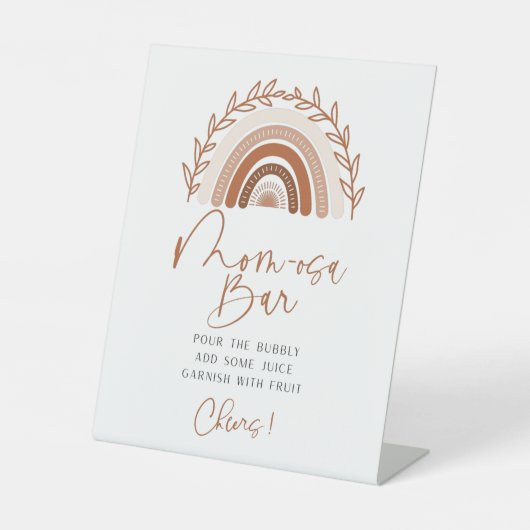 ボホーレインボーモモモザバーサイン自然トーンサイン 台座サイン (正面)