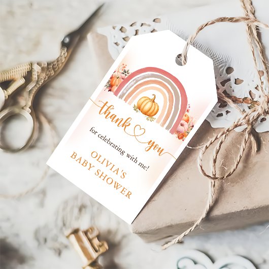 ボホーレインボーリトルカボチャ秋ベビーシャワー ギフトタグ