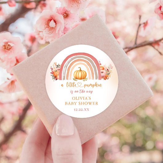 ボホーレインボーリトルカボチャ秋ベビーシャワー ラウンドシール