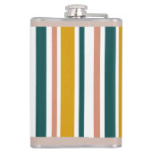 ボホーレインボー名前をカスタムするパステルストライプトレンディー フラスク (裏面)