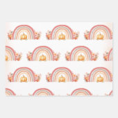 ボホーレインボー秋パンプキンベビーシャワー ラッピングペーパーシート (正面)