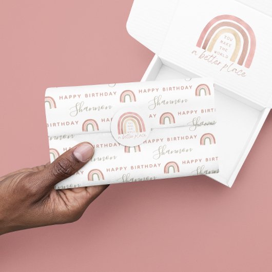ボホーレインボー誕生日ティッシュペーパー 薄葉紙