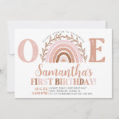 ボホーレインボー誕生日テラコッタミュートされたトーンインヴィート 招待状 (正面)