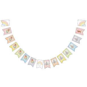 ボホーレインボー誕生日バナー  最初の誕生日 バンティングフラッグ