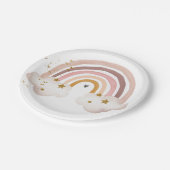 ボホーレインボー誕生日パステルモダンベビーシャワー ペーパープレート (アングル)